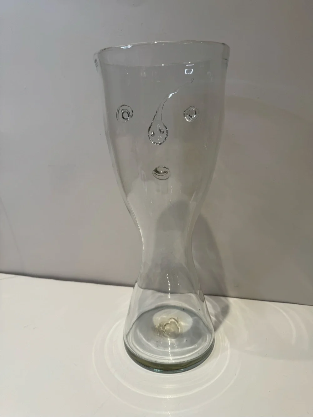 Modern Abstract Line Art Glass Face Vase / Sculpture